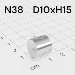 Ø D10 mm х H15 mm - Магнит Шайба-Пруток