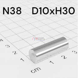 Ø D10 mm х H30 mm - Магнит Шайба-Пруток