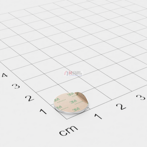 Ø D12 mm х H1 mm (самоклейка) - Магнит Шайба